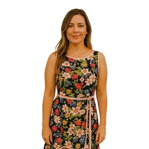 Vtg Newport News Retro Floral Midi Dress